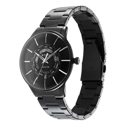 Titan World Time Black Dial World Time with Date Stainless Steel Strap watch for Men