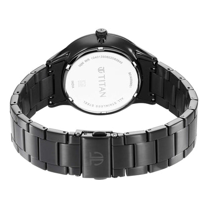 Titan World Time Black Dial World Time with Date Stainless Steel Strap watch for Men