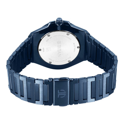 Titan Classique Slim Quartz Analog with Date Blue Dial Stainless Steel Strap Watch for Men