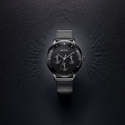 Titan Modern Classics Black Dial Multi Stainless Steel Strap watch for Men