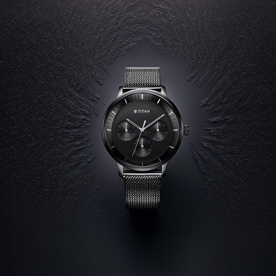 Titan Modern Classics Black Dial Multi Stainless Steel Strap watch for Men