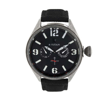 Titan Quartz Analog Black Dial Plastic Strap Watch for Men