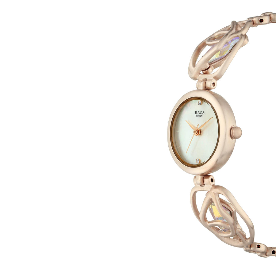 Titan Raga I Am Mother of Pearl Dial Women Watch With Metal Strap