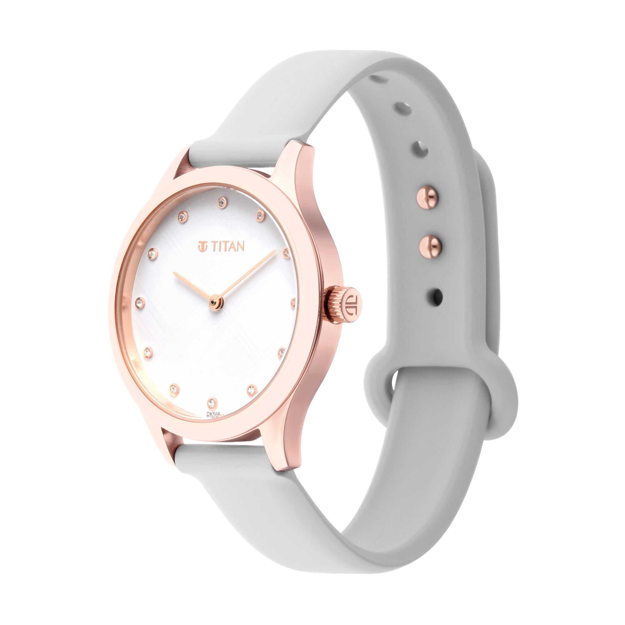 Titan Athleisure White Dial Analog Rubber Strap Watch for Women