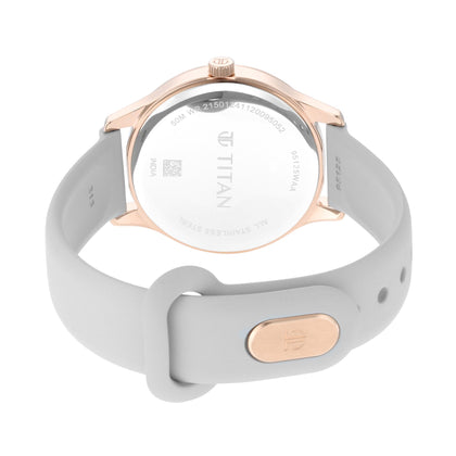 Titan Athleisure White Dial Analog Rubber Strap Watch for Women