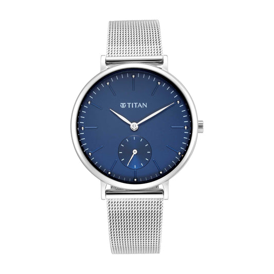 Titan Slimline Blue Dial Analog with Date Metal Strap Watch for Women