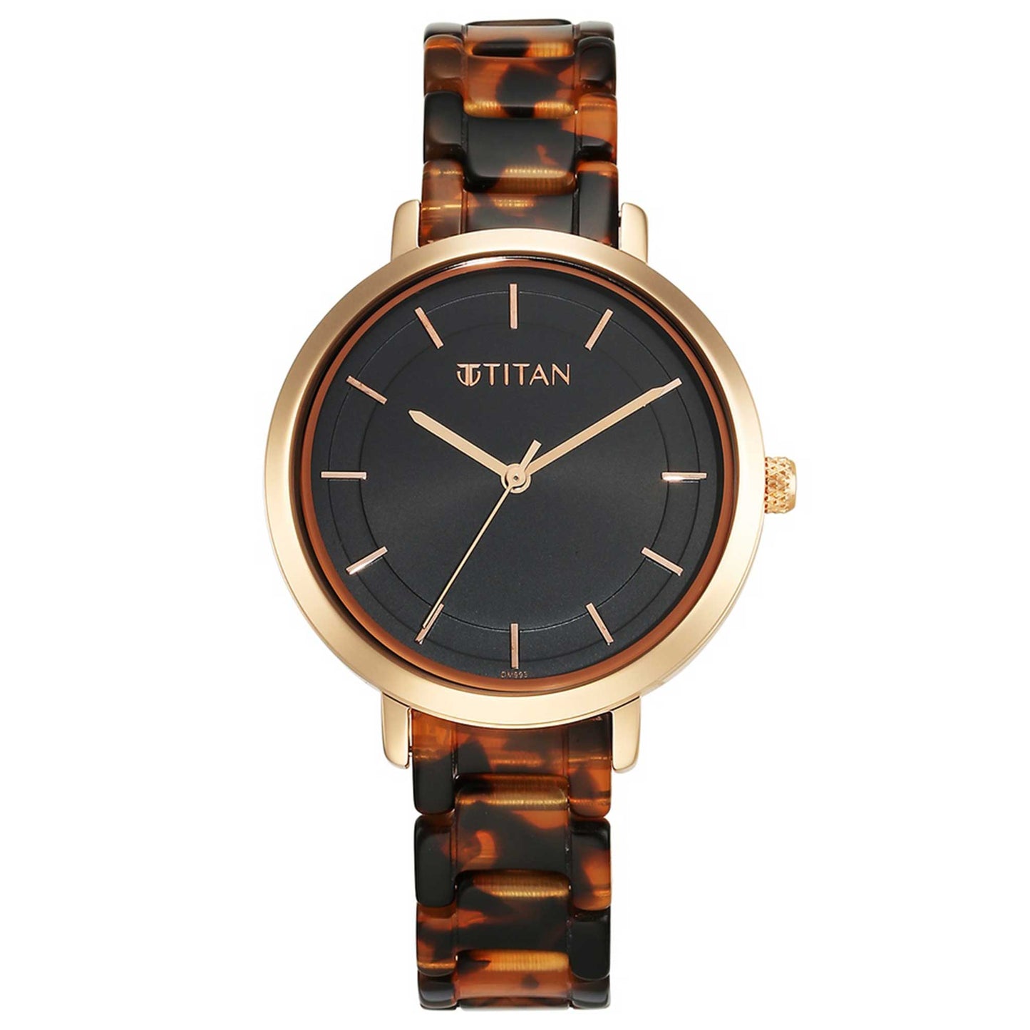 Titan Purple Acetate Quartz Analog Black Dial Brass & Acetate Strap Watch for Women
