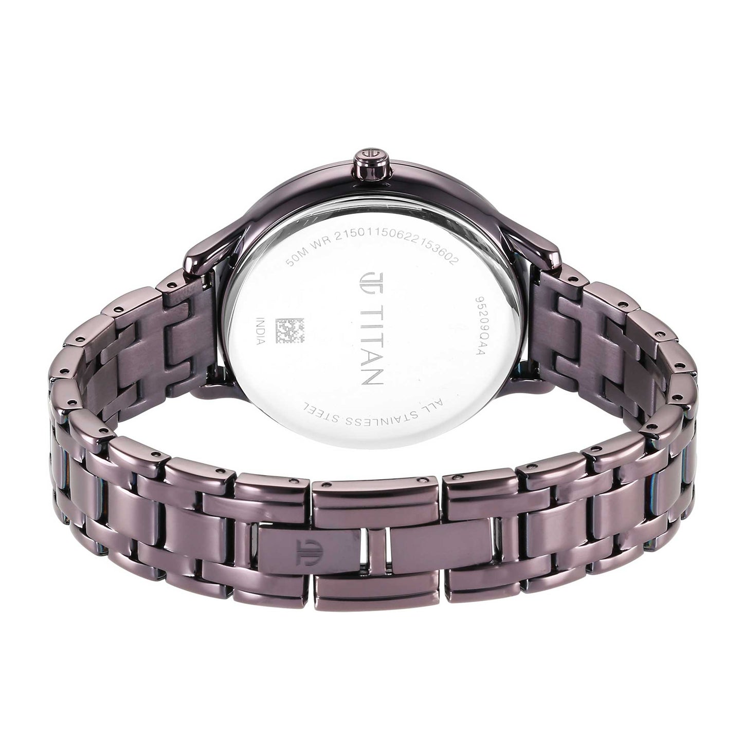 Titan Glitz Purple Dial Analog Stainless Steel Strap Watch for Women