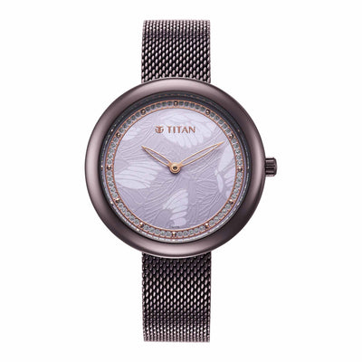 Glitz Purple Dial Stainless Steel Strap Watch for Women