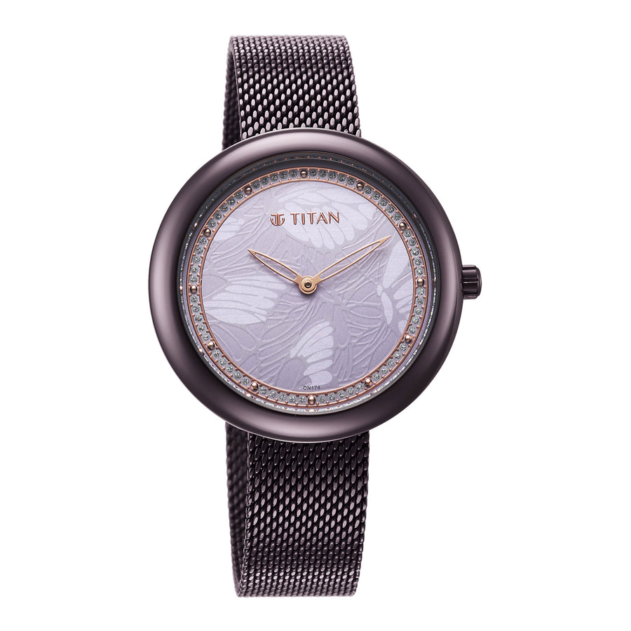 Glitz Purple Dial Stainless Steel Strap Watch for Women