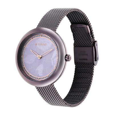 Glitz Purple Dial Stainless Steel Strap Watch for Women