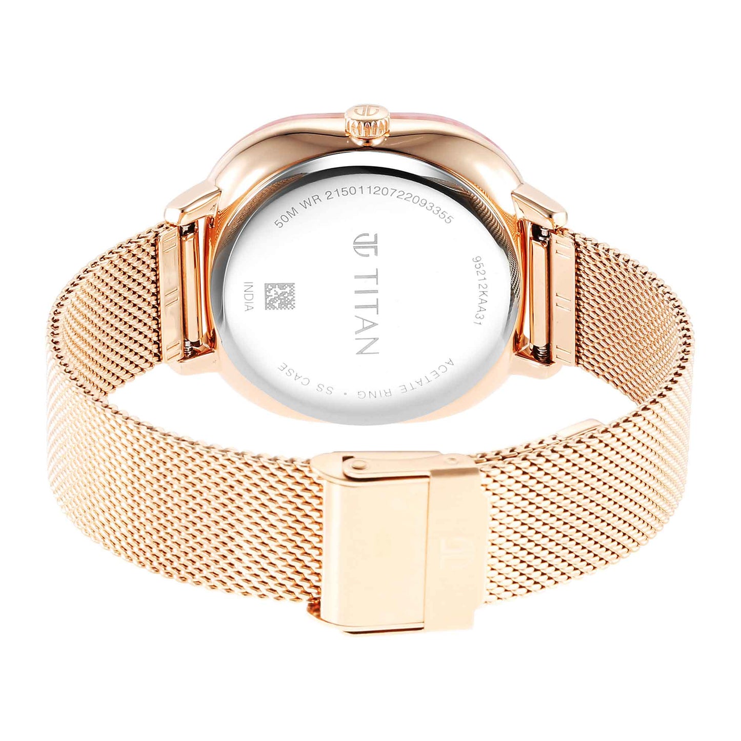 Glitz Rose Gold Dial Stainless Steel Strap Watch for Women