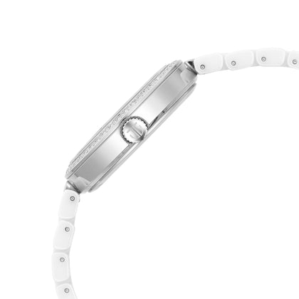 Titan Purple Ceramics Quartz Analog Mother of Pearl Dial White Ceramic Strap Watch For Women