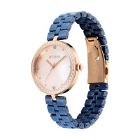 Titan Purple Ceramics Quartz Alog Mother of Pearl Dial Blue Ceramic Strap Watch For Women (95215KC03)