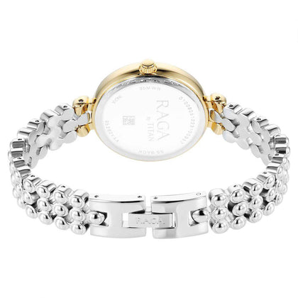 Titan Raga Showstopper Quartz Analog Silver Dial Metal Strap Watch for Women 95262BM01